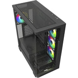 Sharkoon elite shark ca500 midi tower behuizing (zwart | 2x usb-a | 1x usb-c | rgb | tempered glass)