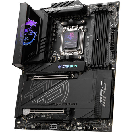 Msi mpg x870e carbon wifi socket am5 moederbord (raid, 5gb-lan, 2,5gb-lan, wi-fi 7, bt, sound, atx)