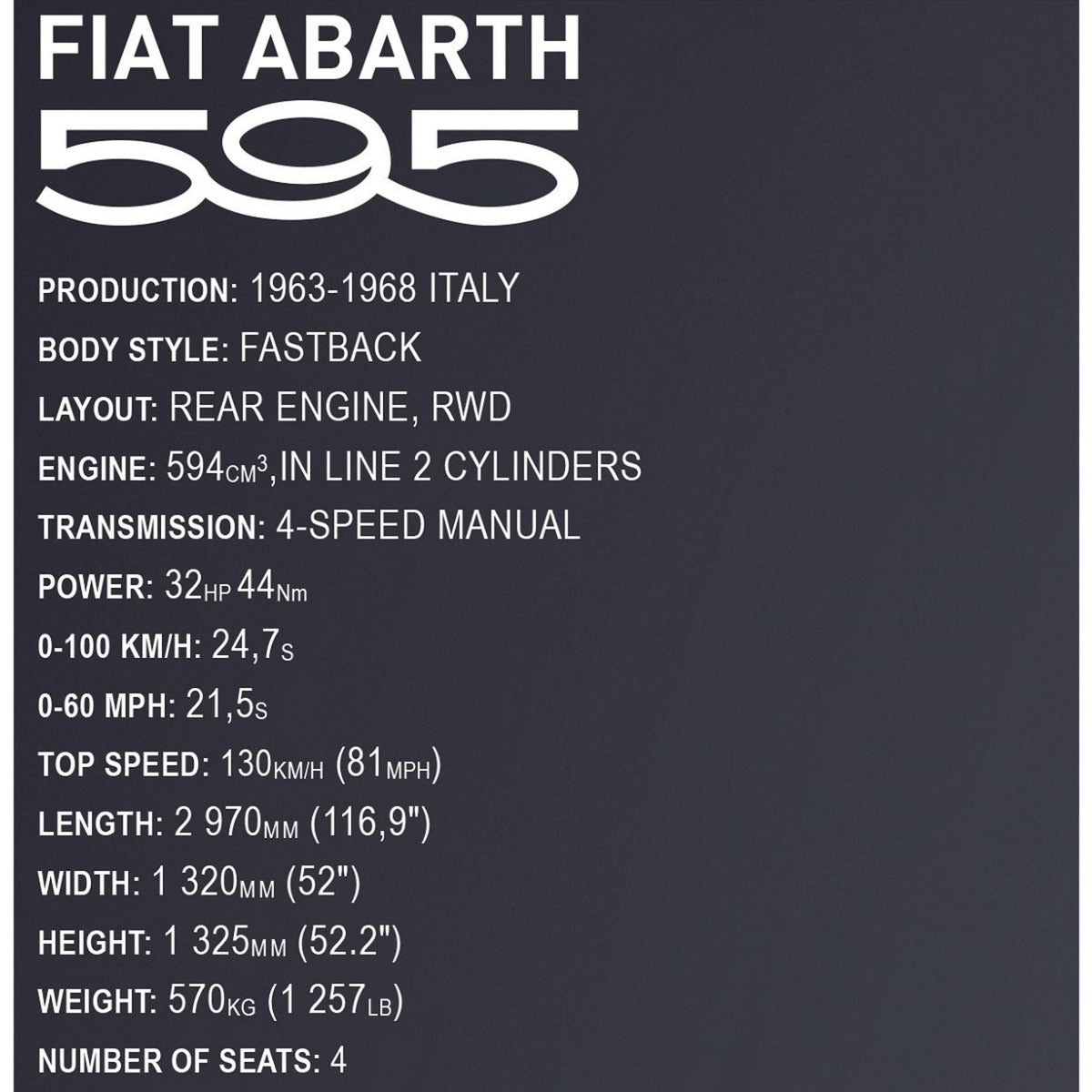 Cobi fiat abarth 595 constructiespeelgoed (schaal 1:12)