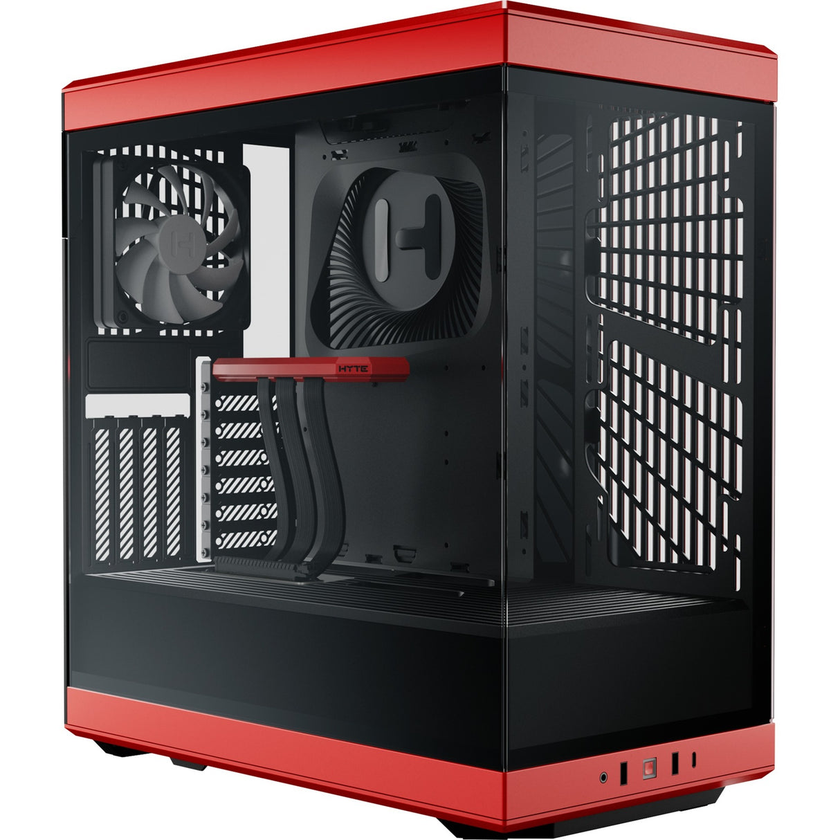 Hyte y40 midi tower behuizing (rood zwart | 2x usb-a | 1x usb-c | tempered glass)