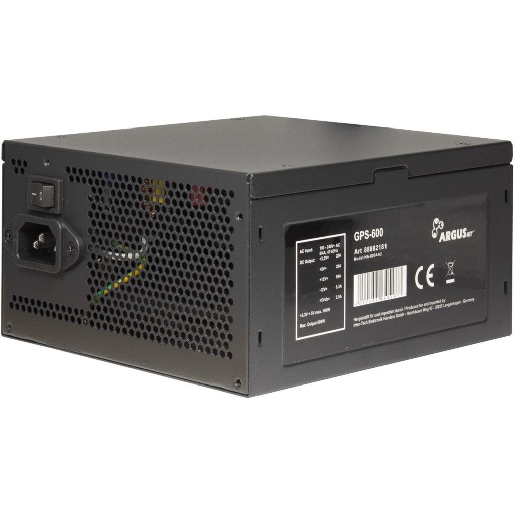 Inter-tech argus gps-600 600 watt voeding (zwart, 4x pcie)