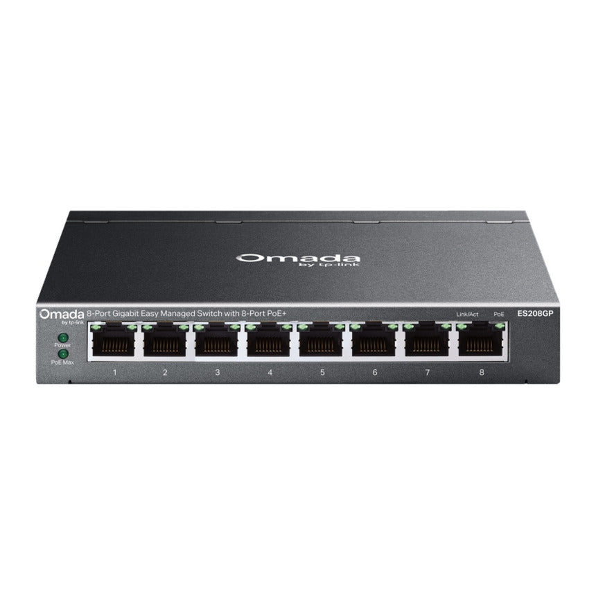 Tp-link omada es208gp 8-poort gigabit easy managed switch (zwart, 8x poe+)