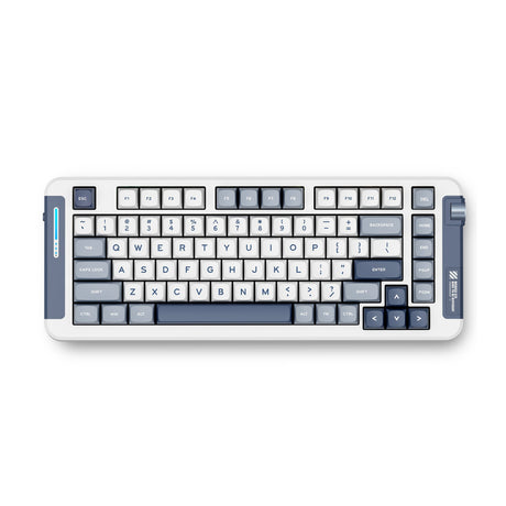 Mchose x75 navy blue icy creamsicle wireless gasket mount mechanical rgb toetsenbord (wit, us lay-out (qwerty), kailh box icy creamsicle, 75%, rgb, hot swap, double-shot pbt, draadloos | bluetooth | usb-c)