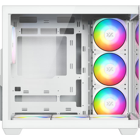 Xyz pc gear tesseract x midi tower behuizing (wit | 2x usb-a | 1x usb-c | tempered glass)