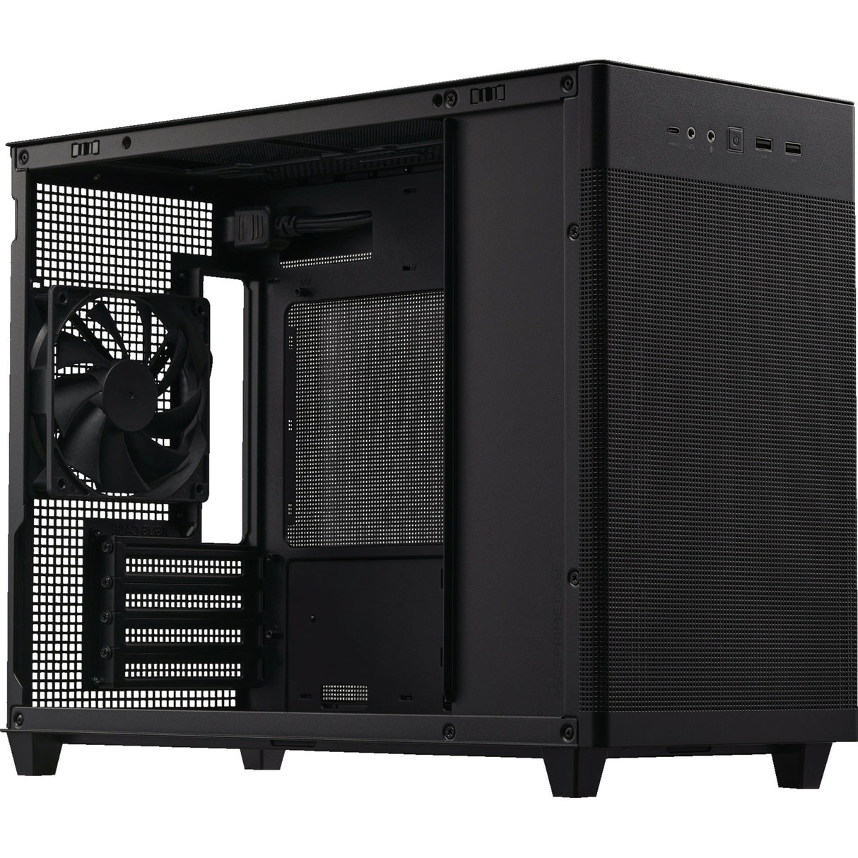 Asus prime ap201 mini tower behuizing (zwart | 2x usb-a | 1x usb-c)