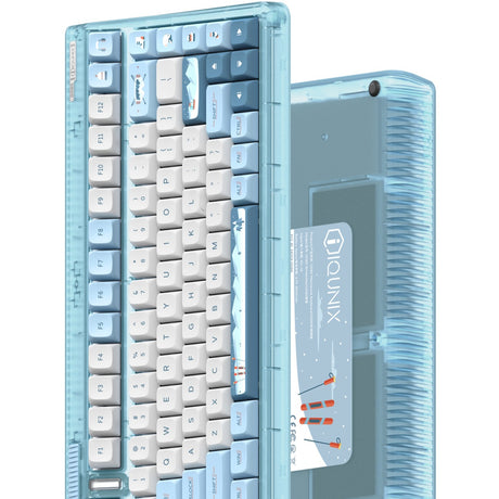 Iqunix og80 wintertide wireless mechanical keyboard (lichtblauw, us lay-out (qwerty), cherry mx red, 80% (tkl), rgb leds, hot-swappable, pbt, 2.4ghz | bluetooth 5.1 | usb-c)