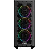 Sharkoon rgb hex midi tower behuizing (zwart | 2x usb-a | 1x usb-c | rgb | tempered glass)