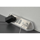 Brennenstuhl ®estilo hoekaansluitdoosstrook met usb laadfunctie 4-weg 2x beschermende contactdozen 2x euro zilver wit