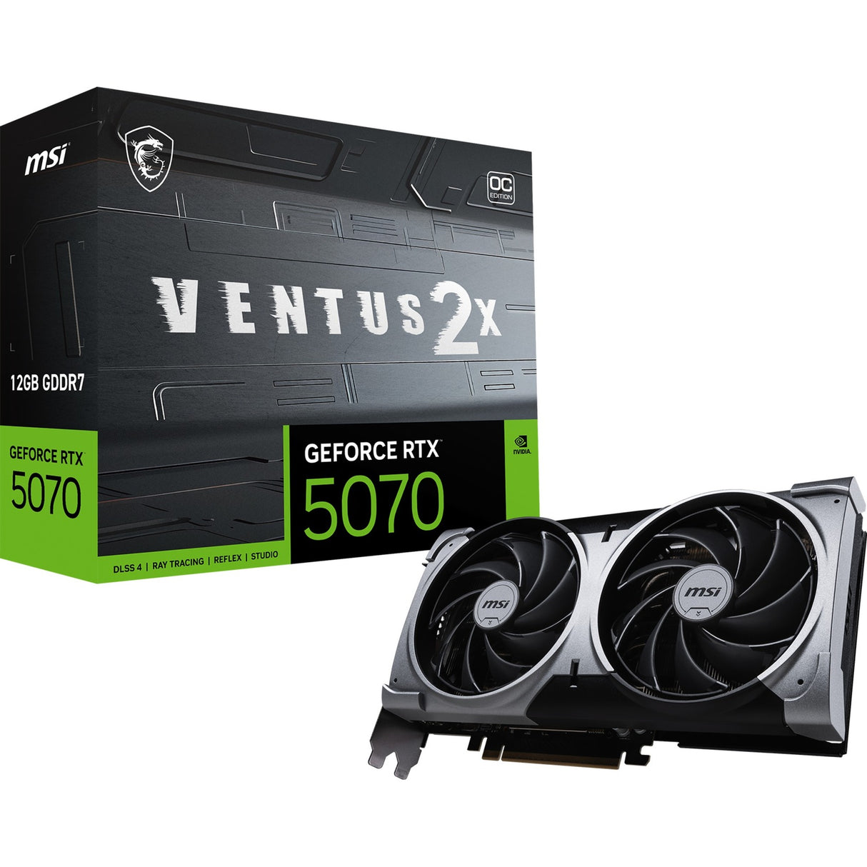 Msi geforce rtx 5070 12g ventus 2x oc grafische kaart (3x displayport, 1x hdmi)