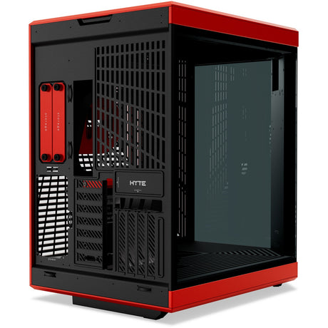 Hyte y70 touch infinite midi tower behuizing (rood zwart | 2x usb-a | 1x usb-c | tempered glass)