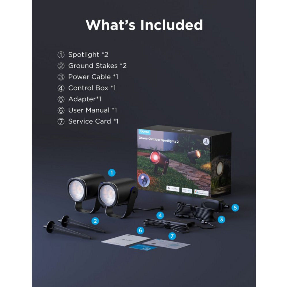 Govee slimme buitenspots matter rgbicww - 2 pack tuinspots