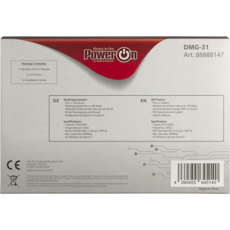 Inter-tech dmg-31 wireless-n pcie adapter wlan adapter