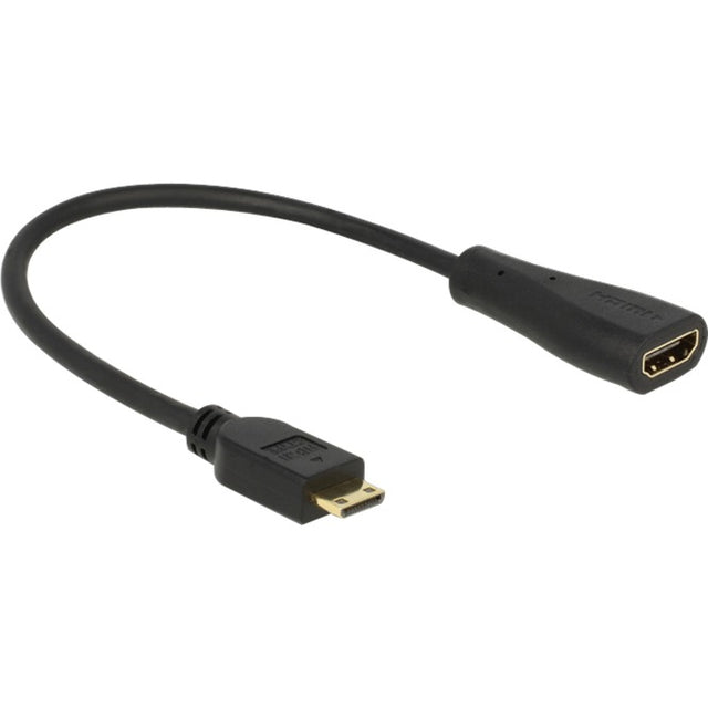 Delock mini-hdmi-c naar hdmi-a adapter (zwart, 0,23 meter)