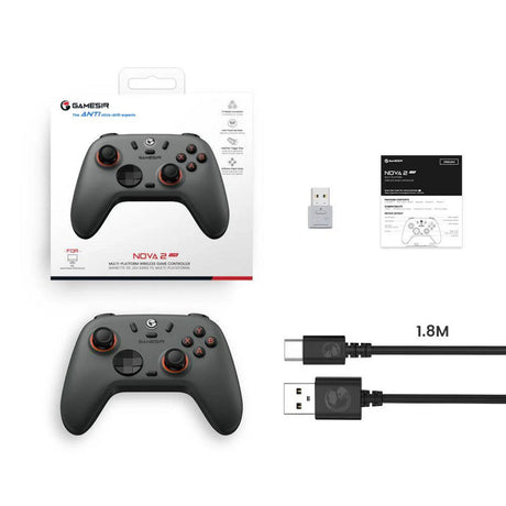 Gamesir nova 2 lite multiplatform wireless game controller (donkergrijs, switch, pc, android en ios, bluetooth 2.4 ghz usb)
