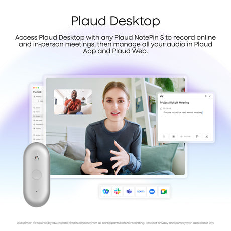 Plaud notepin s dicteerapparaat (paars, 64 gb, bluetooth 5.2 ble (bluetooth low energy) wi-fi)