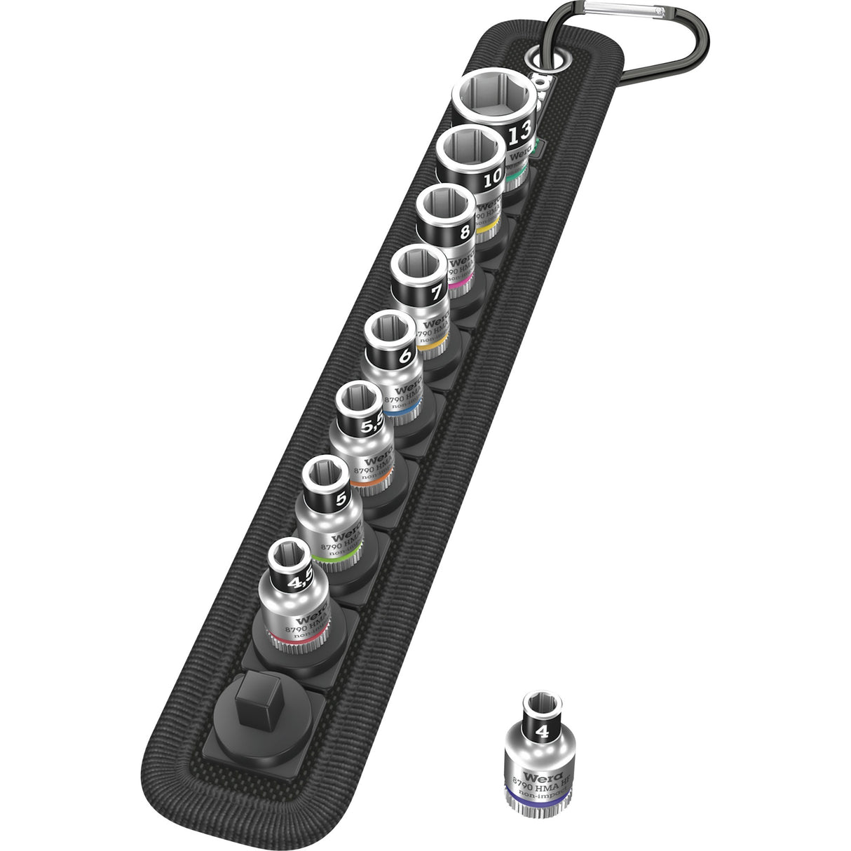 Wera belt a 1 zyklop doppen set dopsleutel (zwart, 10-delig, met vasthoudfunctie, met 1 4 -aandrijving)