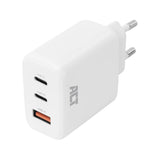 Act connectivity usb-c usb-a lader 65w 3-poorts met power delivery pps, quickcharge en ganfast (wit)