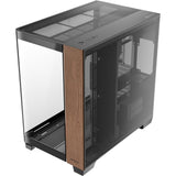 Antec c8 curve wood midi tower behuizing (zwart houtkleur | 2x usb-a | 1x usb-c | tempered glass)