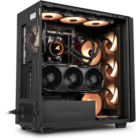 Sharkoon rebel c70m rgb midi tower behuizing (zwart houtkleur | 2x usb-a | 1x usb-c | rgb)