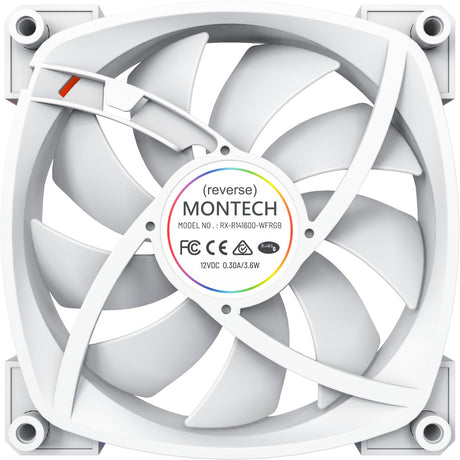 Montech rx140 pwm rgb case fan (wit, 140 x 25 x 140 mm, 3-pin argb)
