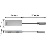 Act connectivity usb-c 4k multiport adapter voor 2 hdmi schermen, usb-a datapoort (aluminium)