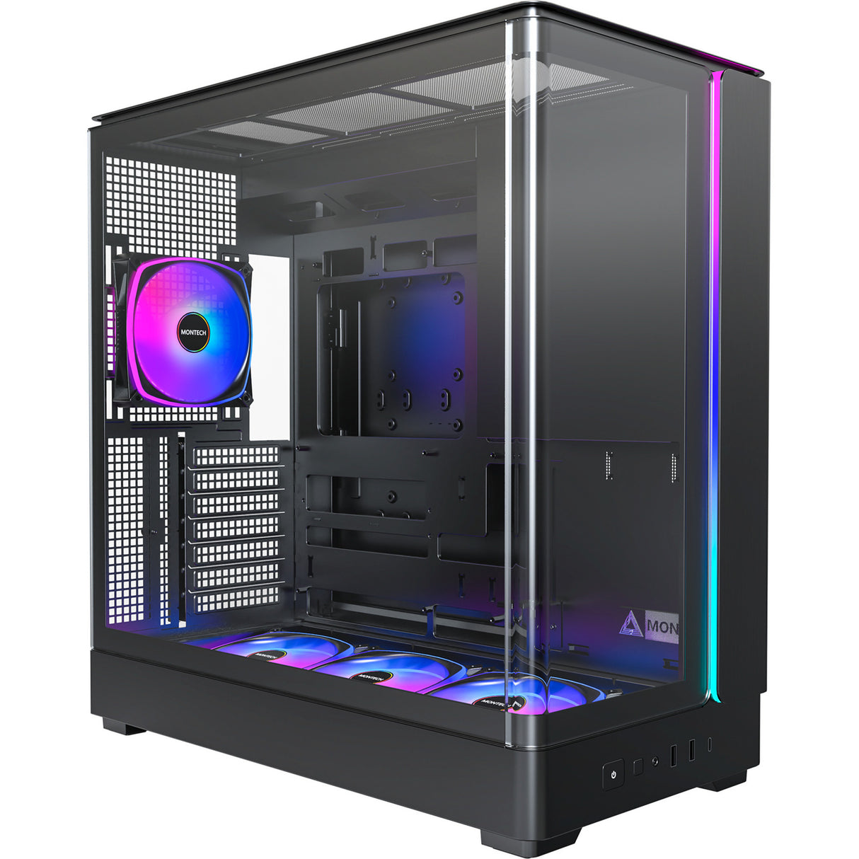 Montech king 45 pro midi tower behuizing (zwart | 2x usb-a | 1x usb-c | rgb | window)