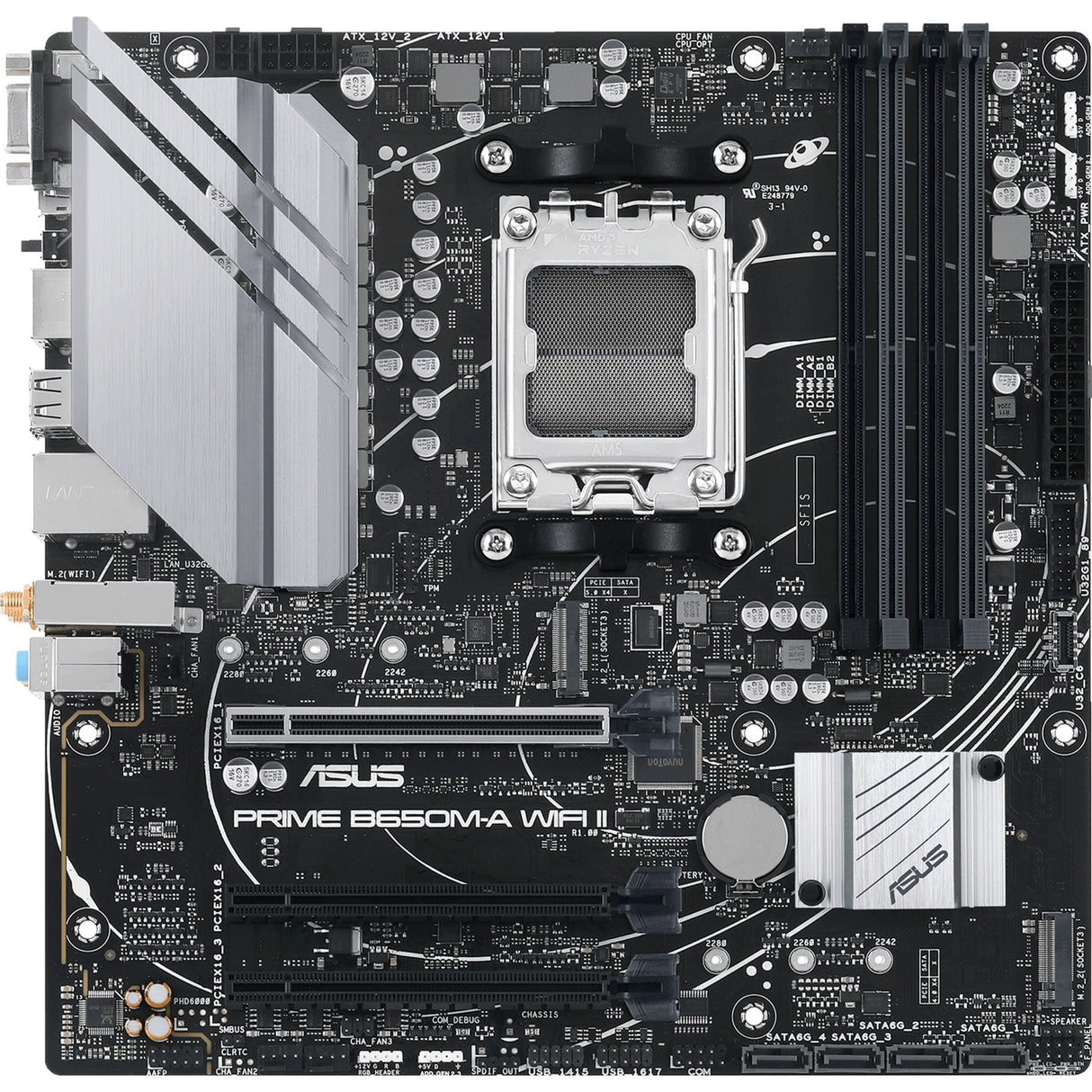 Asus prime b650m-a wifi ii socket am5 moederbord (zwart, raid, 2,5gb-lan, wlan, bt, sound, µatx)