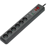 Brennenstuhl secure-tec 19500a +surge protection 6x stekkerdoos (antraciet, 1159540376, voor 6 stekkers)