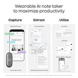 Plaud notepin s dicteerapparaat (zilver, 64 gb, bluetooth 5.2 ble (bluetooth low energy) wi-fi)