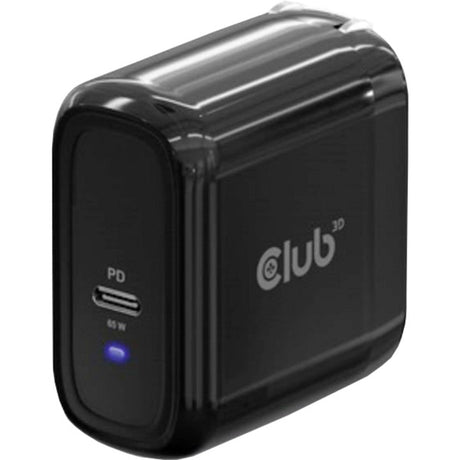 Club 3d travel charger pps 65w gan technology (zwart, usb-c, power delivery(pd) 3.0)