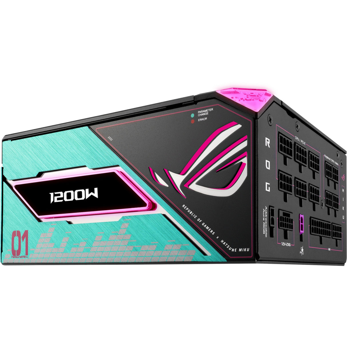 Asus rog thor platinum iii hatsune miku edition modulaire 1200 watt voeding (zwart, 1x 12v-2x6, 4x pcie)
