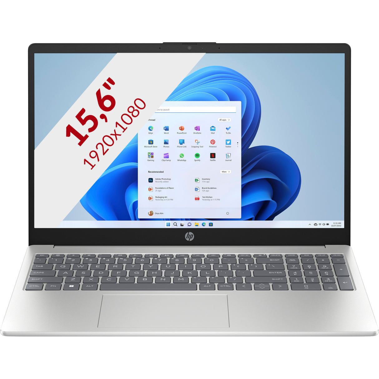 Hp 15-fc0052nd (bn6l1ea) 15.6 laptop (zilver | ryzen 5 7520u | radeon graphics | 8 gb | 512 gb ssd)