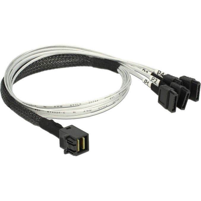 Delock mini sas hd sff-8643 naar 4x sata 7-pin kabel (zwart, 0,5 meter)