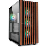 Sharkoon rebel c70g rgb midi tower behuizing (zwart houtkleur | 2x usb-a | 1x usb-c | rgb | tempered glass)