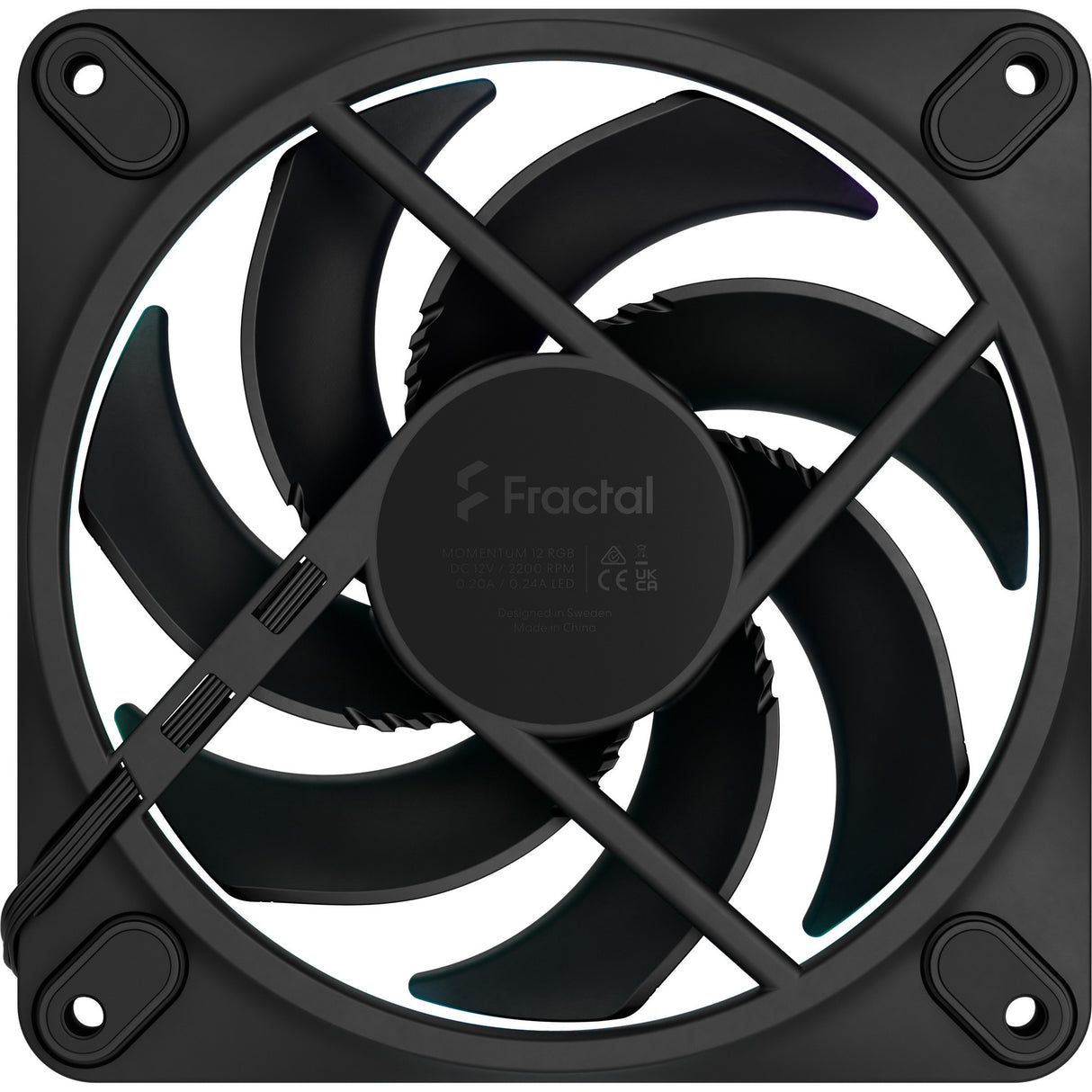 Fractal design momentum 12 rgb case fan (zwart, 120 x 120 x 25 mm, pwm)