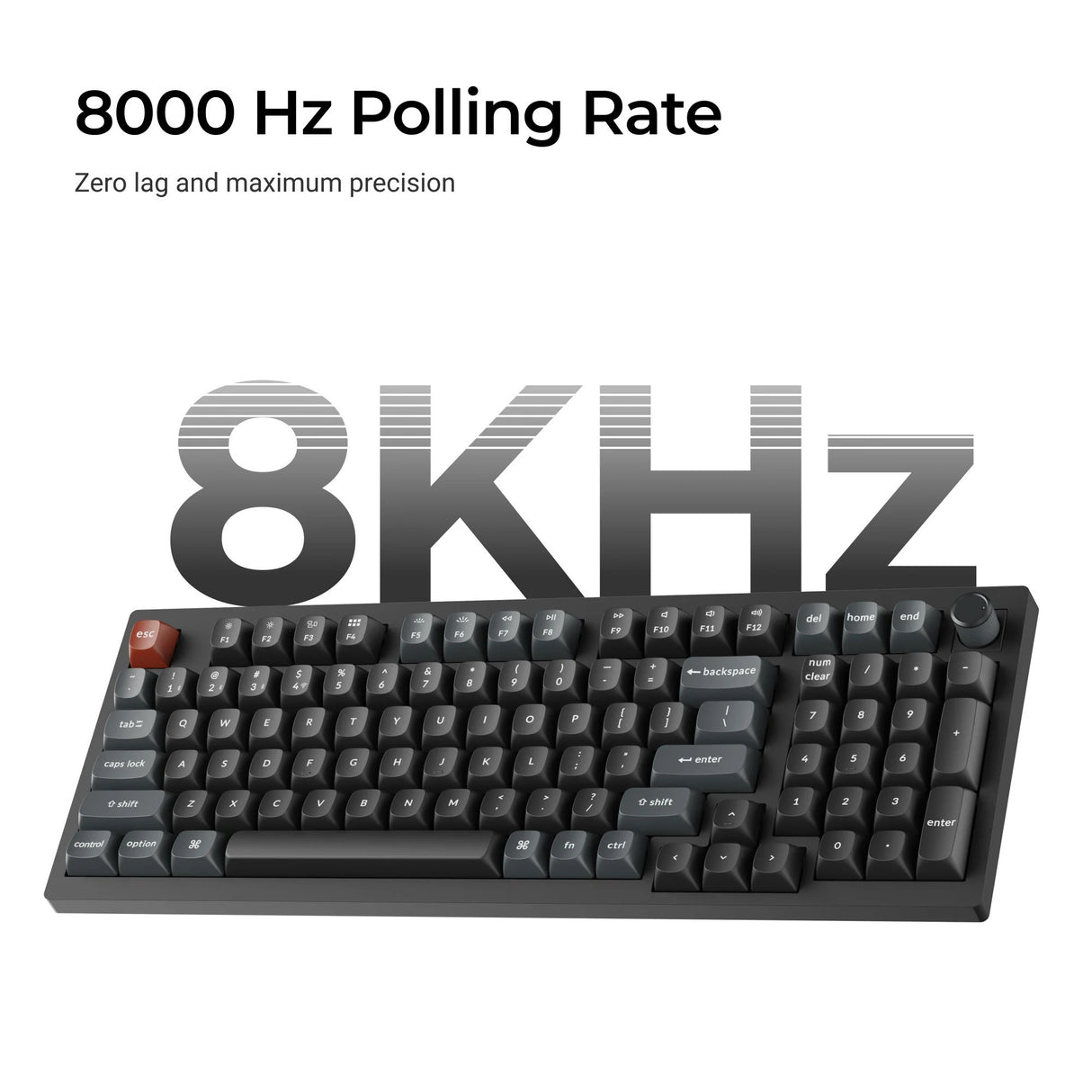 Keychron v5 ultra 8k wireless custom mechanical keyboard (zwart, us lay-out (qwerty), silk pom red, 96%, rgb, hot swap, 2.4 ghz | bluetooth 5.3 | usb-c)