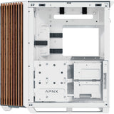 Apnx v1-w-wt-v1 midi tower behuizing (wit houtkleur | 2x usb-a | 1x usb-c | window)