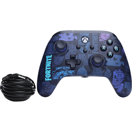 Powera advantage controller met kabel voor de xbox series x|s - fortnite: victory royale (donkerblauw, xbox series x|s, xbox one, pc)