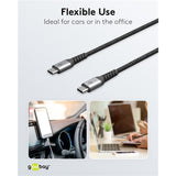 Goobay usb-c snellader nano (65 w) en usb-c textielkabel (zwart, 1 meter)