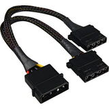 Sharkoon 5,25 4-pin (male) naar 5,25 4-pin (female) y-stroomsplitterkabel (zwart, 15 centimeter)