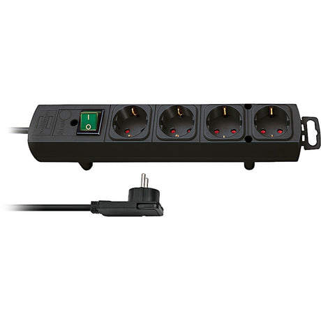Brennenstuhl comfort-line plus, 4-voudig stekkerdoos (zwart, met platte stekker, 2m h05vv-f 3g1,5)