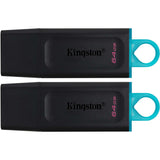 Kingston datatraveler exodia 64 gb 2 pack usb-stick (zwart turquoise, 2 stuks, dtx 64gb-2p)