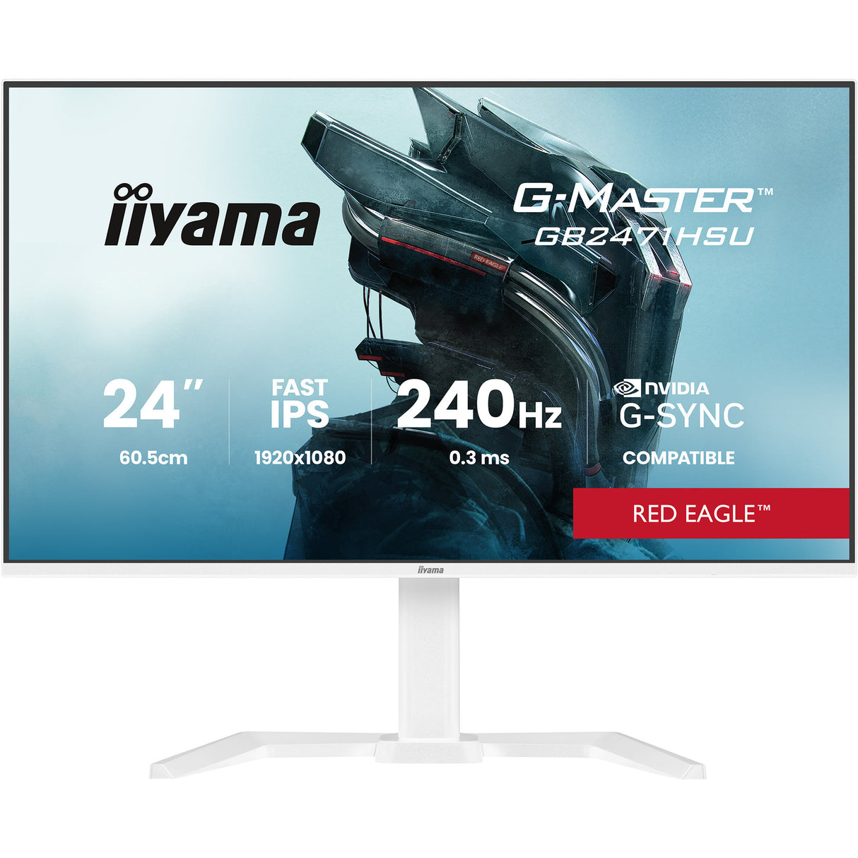 Iiyama g-master red eagle gb2471hsu-w1 23.8 gaming monitor (wit (mat), 2x hdmi, displayport, usb-a, usb-c, 240 hz)