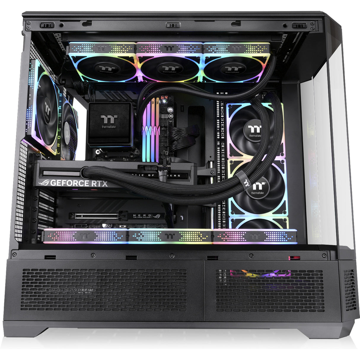 Thermaltake view 600 tg big tower behuizing (zwart | 2x usb-a | 1x usb-c | tempered glass)
