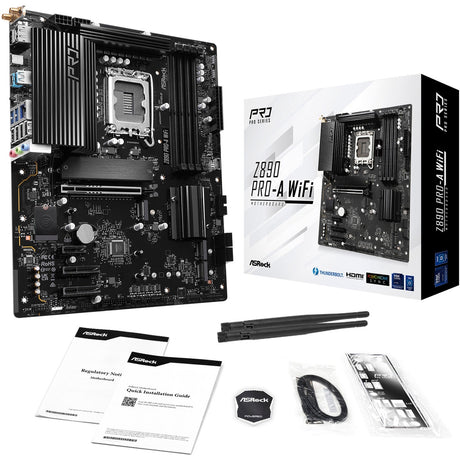 Asrock z890 pro-a wifi socket 1851 moederbord (zwart, raid, 2.5gb-lan, wi-fi 6e, bt, sound, atx)