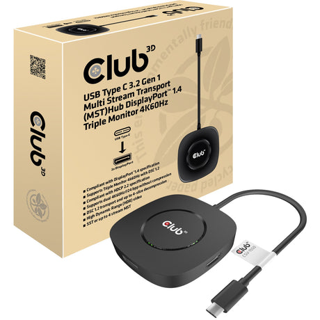 Club 3d usb-c 3.2 hub met displayport 1.4 (zwart)