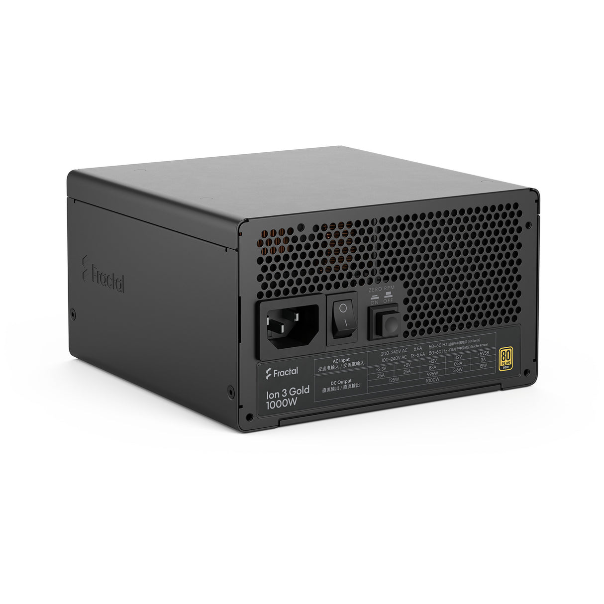 Fractal design ion gold 3 modulaire 1000 watt voeding (zwart, 1x 12v-2x6, 3x pcie)