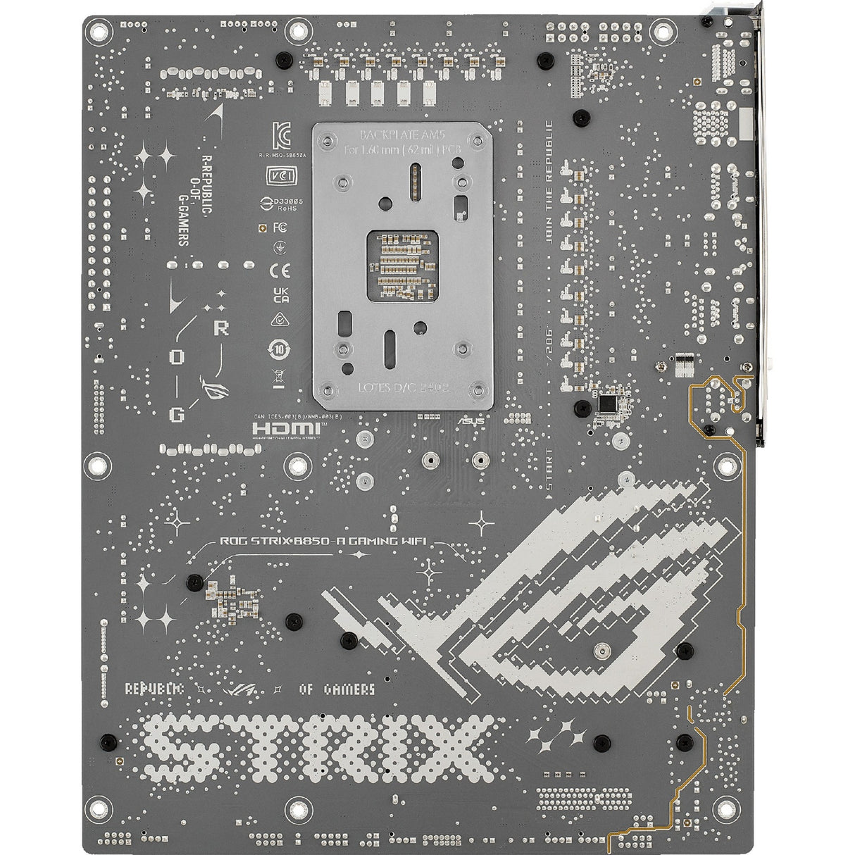 Asus rog strix b850-a gaming wifi socket am5 moederbord (wit, 2.5gb-lan, wi-fi 7, bt, sound, atx)