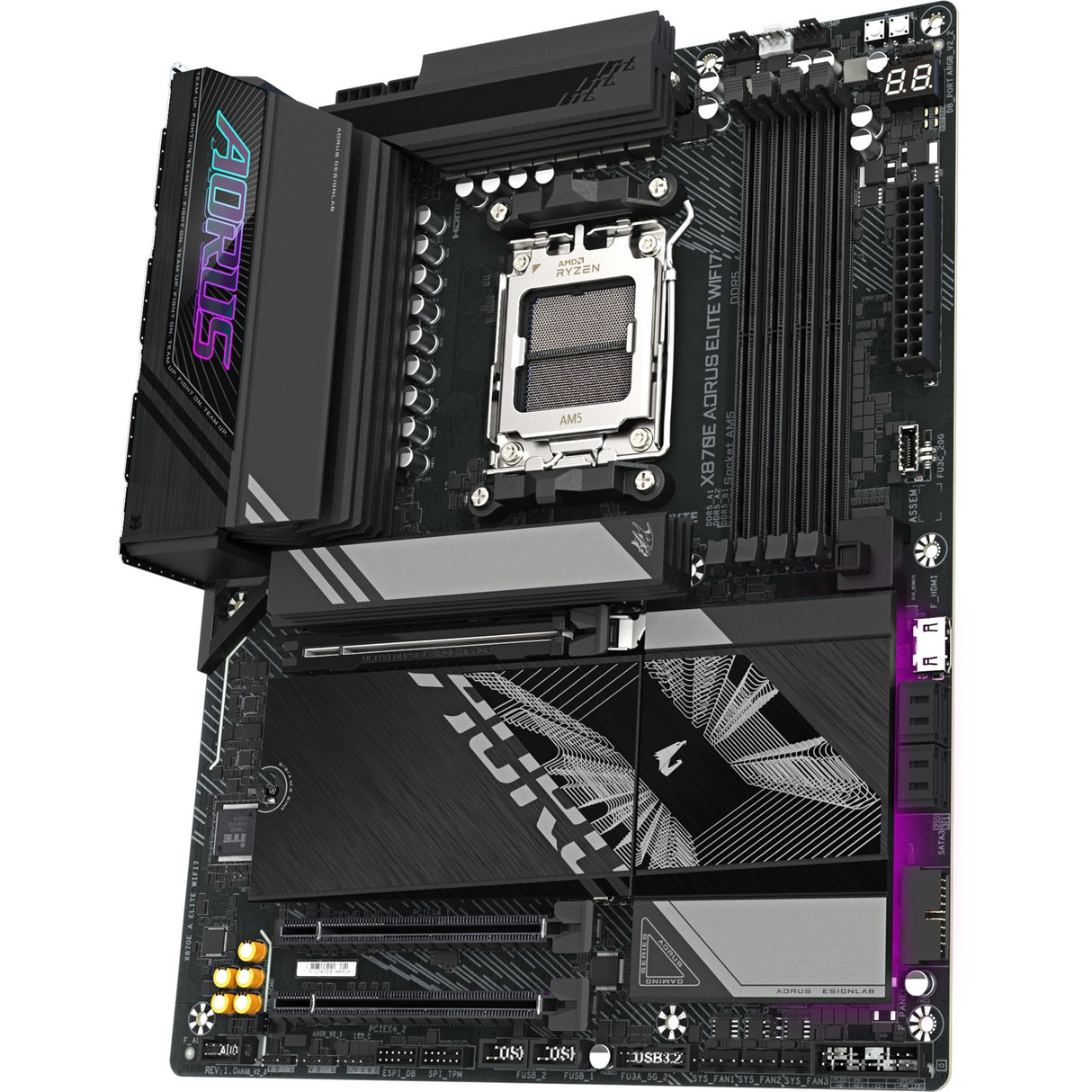 Gigabyte x870e aorus elite wifi7 socket am5 moederbord (zwart, raid, 2.5gb-lan, wi-fi 7, bt, sound, atx)