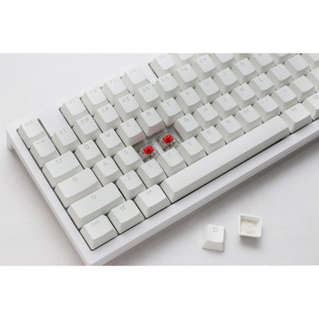 Ducky zero 6108 pure white rgb mechanisch gaming toetsenbord (wit, us lay-out (qwerty), cherry mx2a brown, 100%, rgb leds, double-shot pbt, hot swap, 2.4ghz | bluetooth | usb-c)